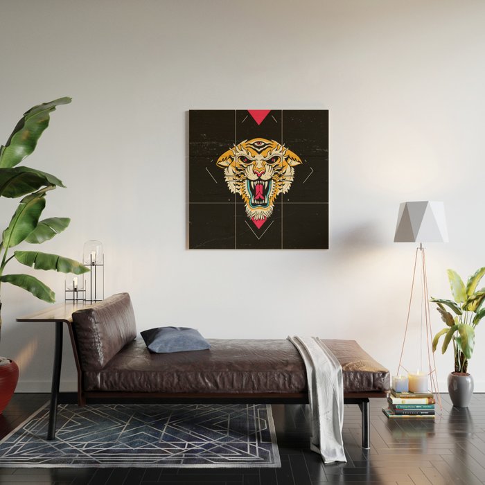 Tiger 3 Eyes Wood Wall Art Gallery Image 2