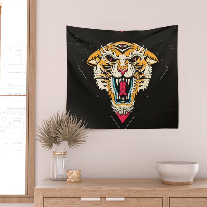 Tiger 3 Eyes Wall Tapestry Gallery Image 2