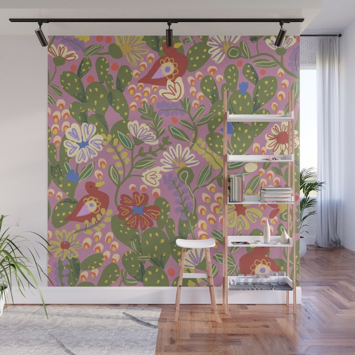 Folky violet Wall Mural Gallery Image 1
