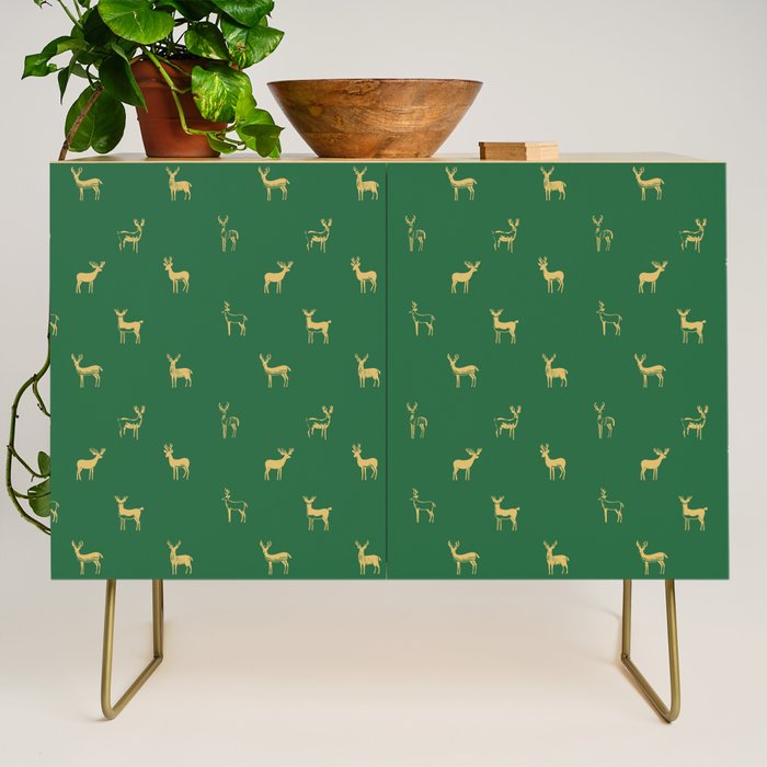 Christmas reindeer animal art pattern Credenza Gallery Image 1
