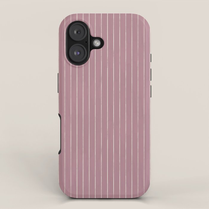 Romantic Botanica Coordinator - Thin Stripes in Rosewood Pink iPhone Case Gallery Image 1
