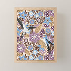 Vintage Floral Swallow Mini Art Print Gallery Image 1