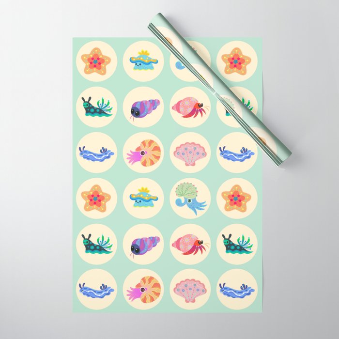 Hermit crab & starfish Wrapping Paper Gallery Image 1