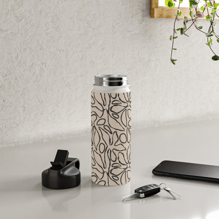 Abstract vintage flower art pattern Water Bottle Gallery Image 4