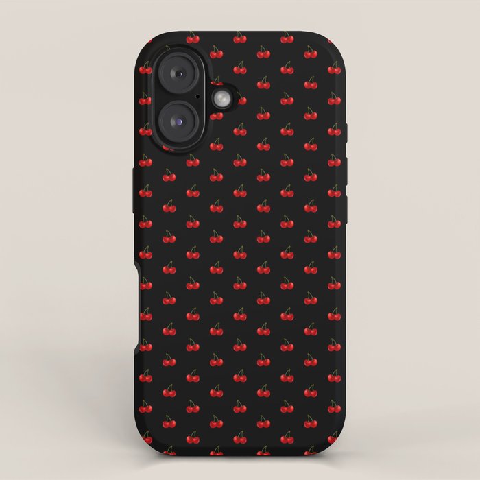 Y2K Cherries - Black Pattern Miniature iPhone Case Gallery Image 1