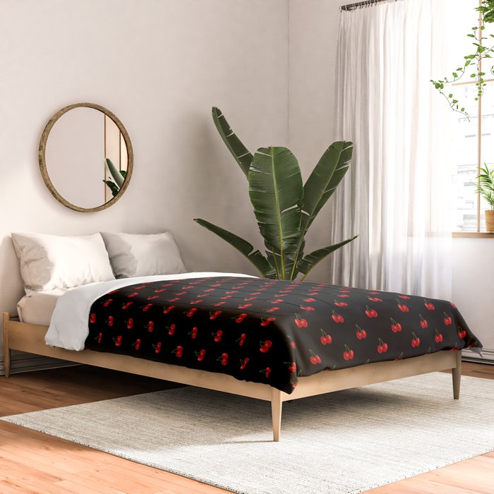 Y2K Cherries - Black Pattern Miniature Comforter Gallery Image 2