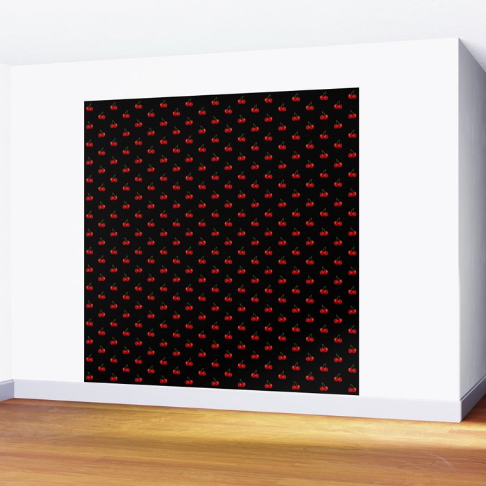 Y2K Cherries - Black Pattern Miniature Wall Mural Gallery Image 2