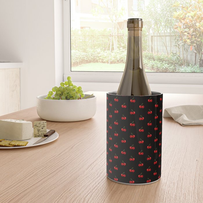 Y2K Cherries - Black Pattern Miniature Wine Chiller Gallery Image 4