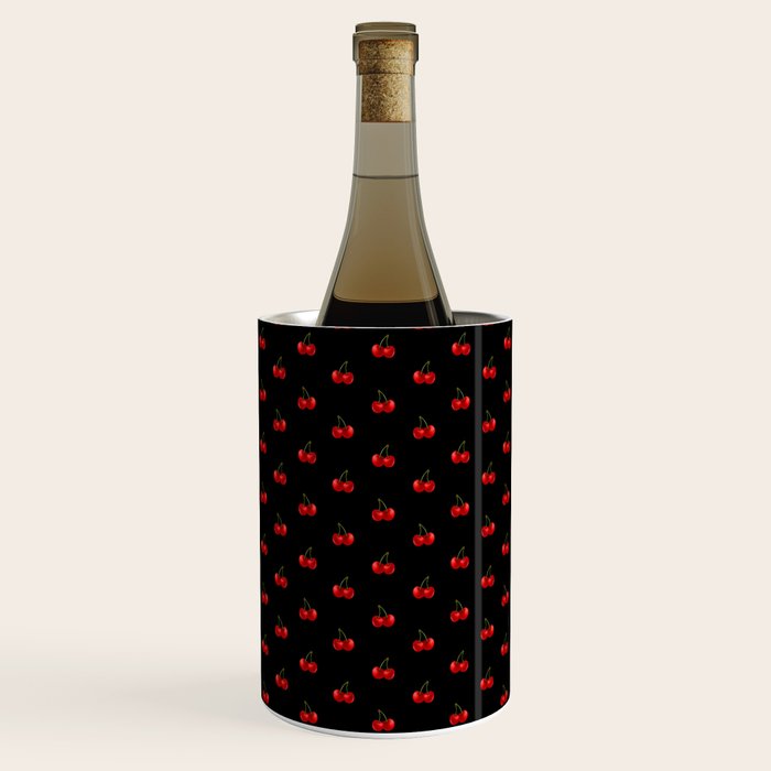 Y2K Cherries - Black Pattern Miniature Wine Chiller Gallery Image 1