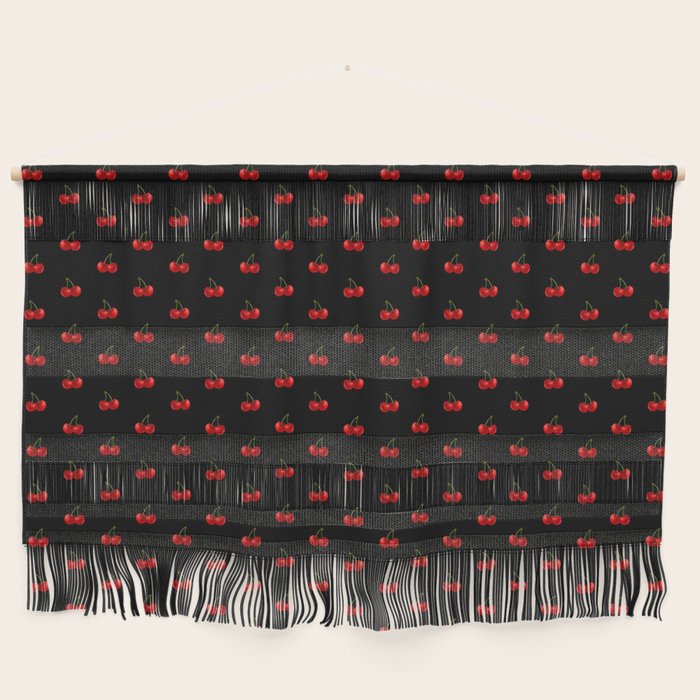 Y2K Cherries - Black Pattern Miniature Wall Hanging Gallery Image 1