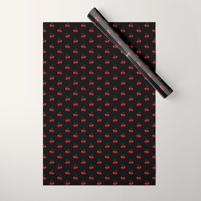 Y2K Cherries - Black Pattern Miniature Wrapping Paper Gallery Image 1