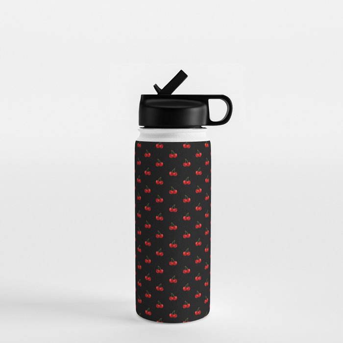 Y2K Cherries - Black Pattern Miniature Water Bottle Gallery Image 1