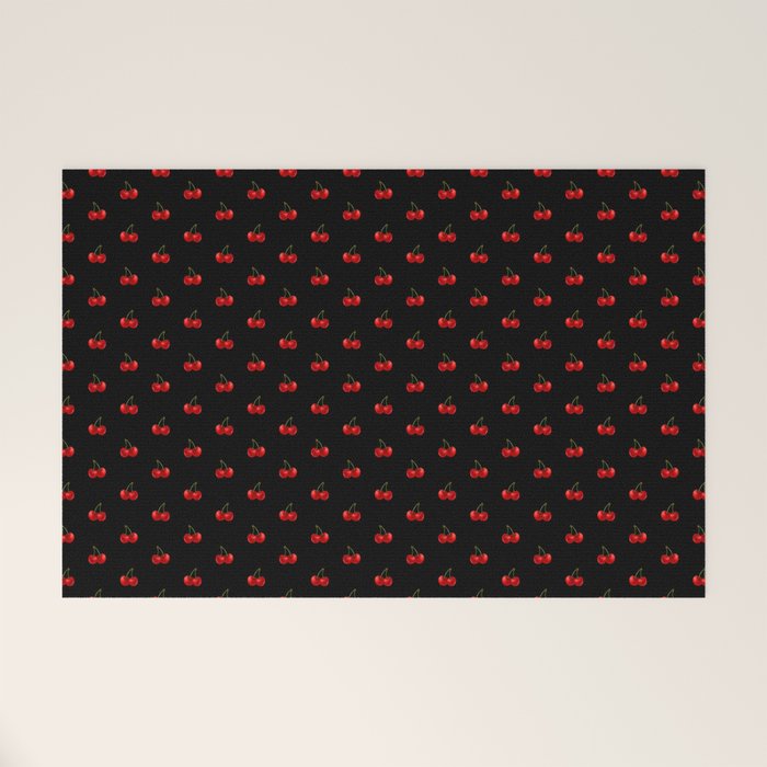 Y2K Cherries - Black Pattern Miniature Welcome Mat Gallery Image 1