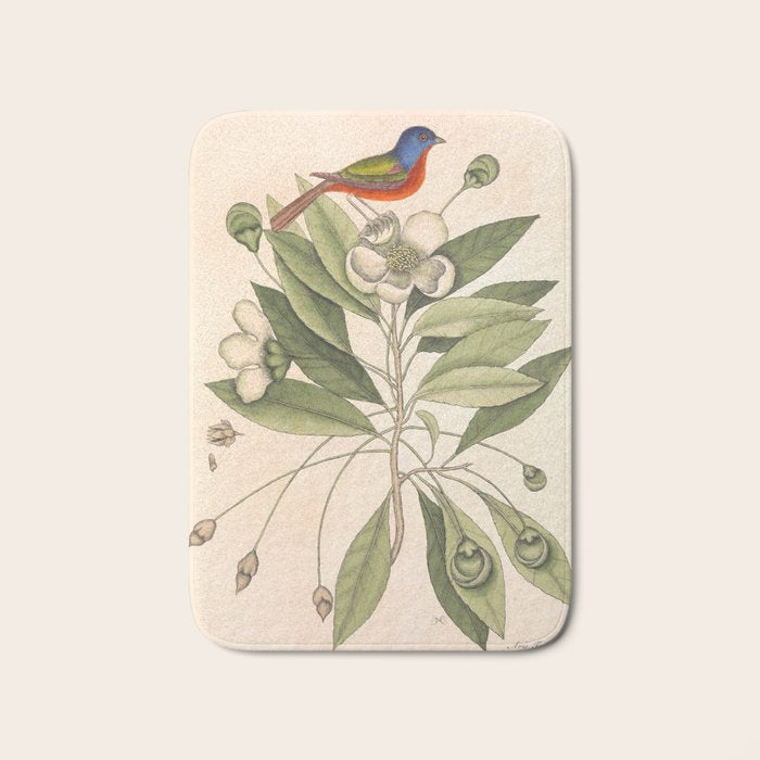 Painted bunting by Mark Catesby, 1729-1731 (benefitting The Nature Conservancy) Bath Mat Gallery Image 1