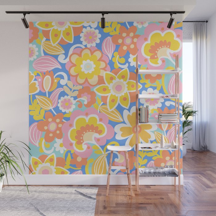 1970s Candy Floral Pattern Wall Mural Gallery Image 1