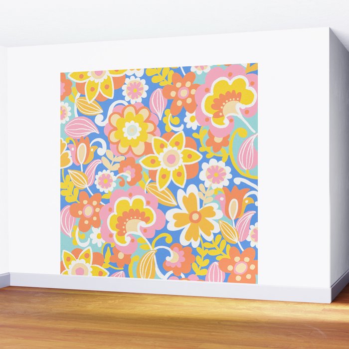 1970s Candy Floral Pattern Wall Mural Gallery Image 2