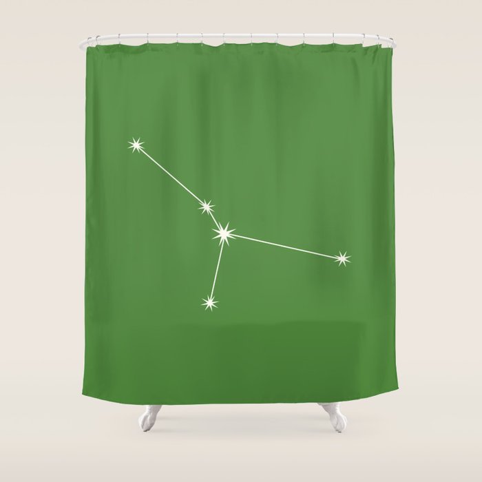 Cancer Zodiac Star Constellation Line Art Kelly Green Shower Curtain Gallery Image 1