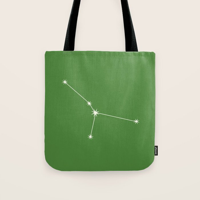 Cancer Zodiac Star Constellation Line Art Kelly Green Tote Bag Gallery Image 1