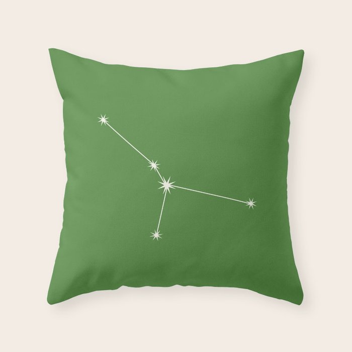 Cancer Zodiac Star Constellation Line Art Kelly Green Throw Pillow Gallery Image 6