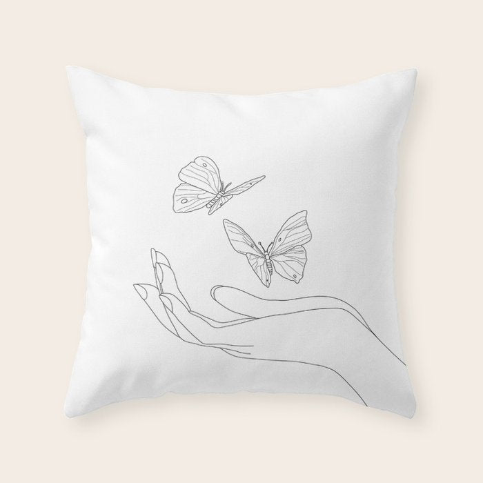 Butterflies on the Palm of the Hand Throw Pillow Gallery Image 6