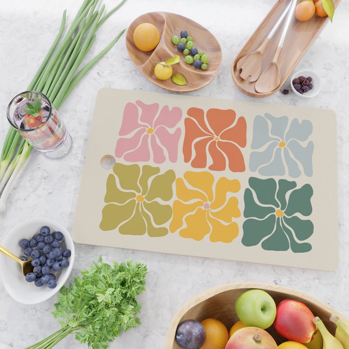 Vibrant Floral Quilt Pattern Cutting Board Gallery Image 2