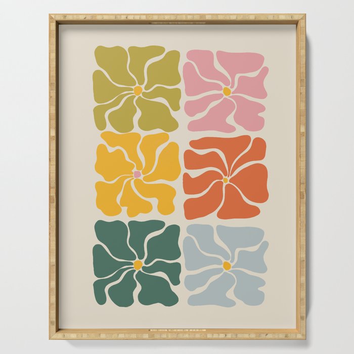 Vibrant Floral Quilt Pattern Serving Tray Gallery Image 1