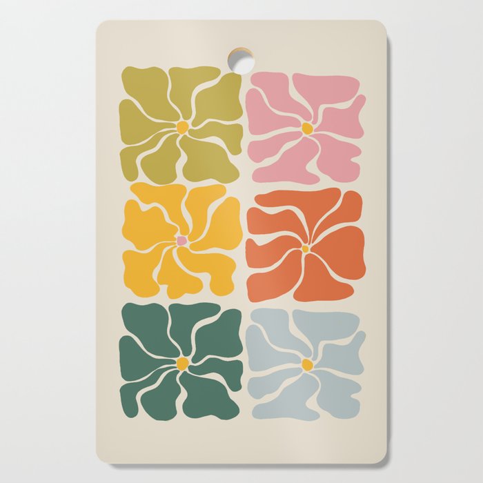 Vibrant Floral Quilt Pattern Cutting Board Gallery Image 1