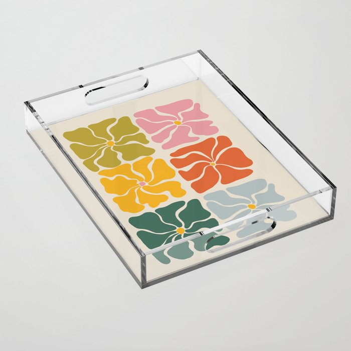 Vibrant Floral Quilt Pattern Acrylic Tray Gallery Image 1