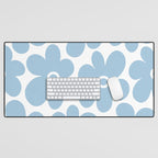 Retro Flowers Blue and White Desk Mat Gallery Image 1