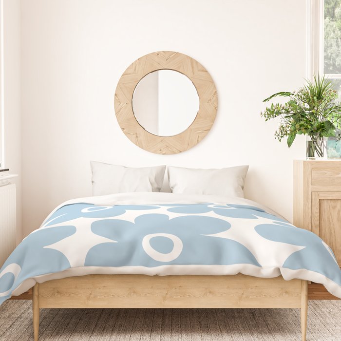 Retro Flowers Blue and White Duvet Cover Gallery Image 3