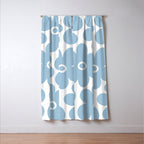 Retro Flowers Blue and White Window Curtain Gallery Image 3
