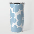 Retro Flowers Blue and White Travel Mug Gallery Image 1