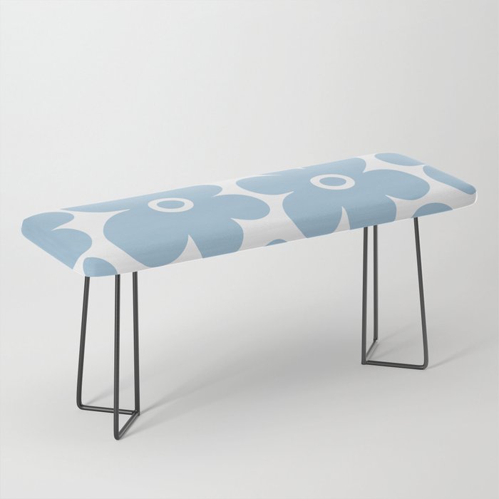 Retro Flowers Blue and White Bench Gallery Image 1