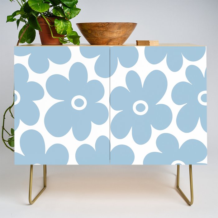 Retro Flowers Blue and White Credenza Gallery Image 1