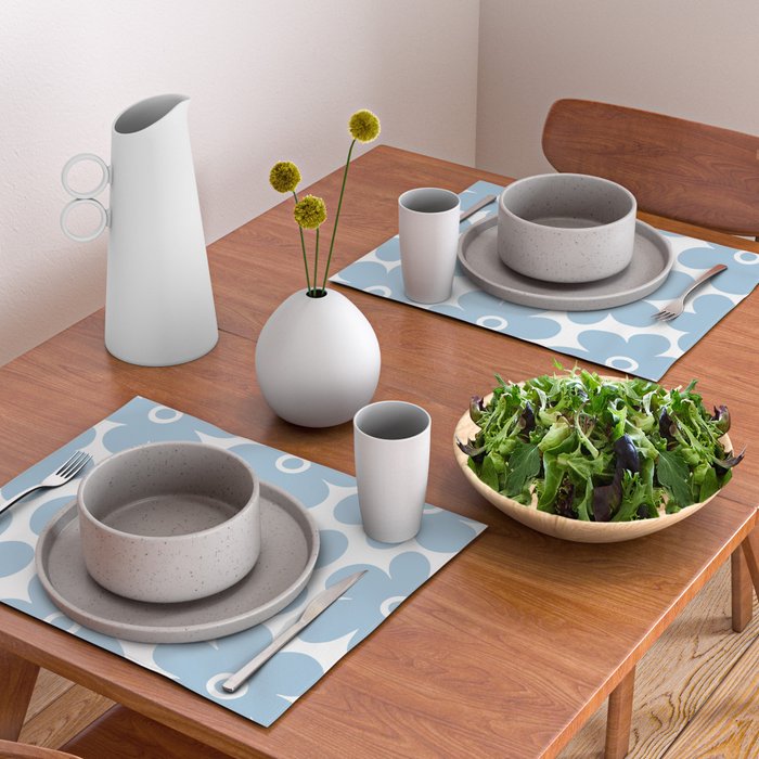 Retro Flowers Blue and White Placemat Gallery Image 2