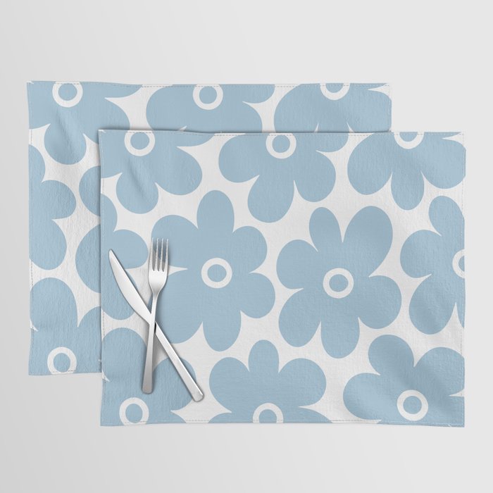 Retro Flowers Blue and White Placemat Gallery Image 1