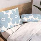 Retro Flowers Blue and White Pillow Sham Gallery Image 2