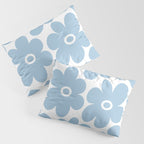 Retro Flowers Blue and White Pillow Sham Gallery Image 3