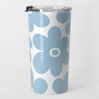 Retro Flowers Blue and White Travel Mug Gallery Image 3