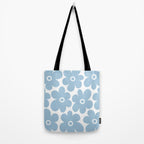 Retro Flowers Blue and White Tote Bag Gallery Image 2