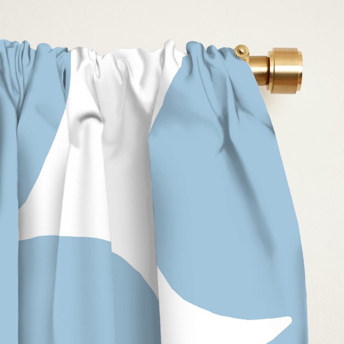 Retro Flowers Blue and White Window Curtain Gallery Image 2