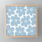 Retro Flowers Blue and White Mini Art Print Gallery Image 1