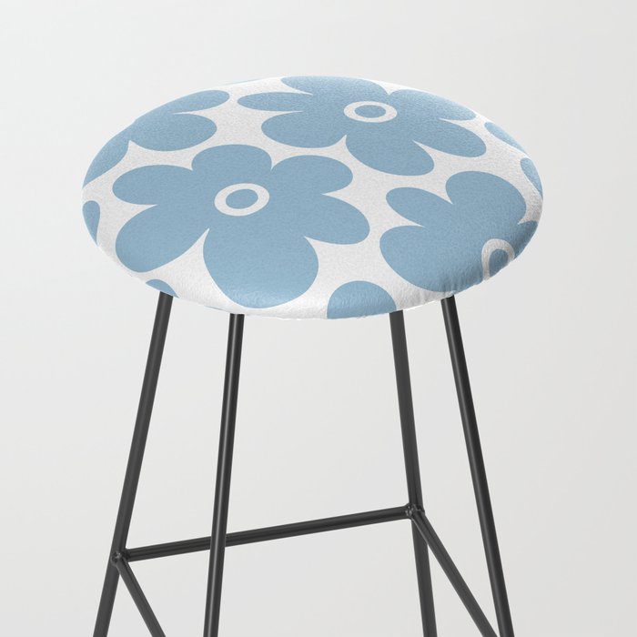 Retro Flowers Blue and White Stool Gallery Image 2