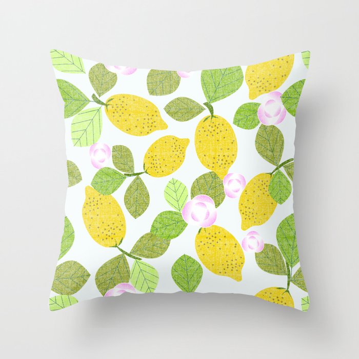 Lemons in Bloom Throw Pillow Gallery Image 1