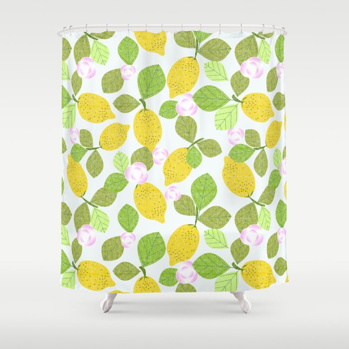 Lemons in Bloom Shower Curtain Gallery Image 1