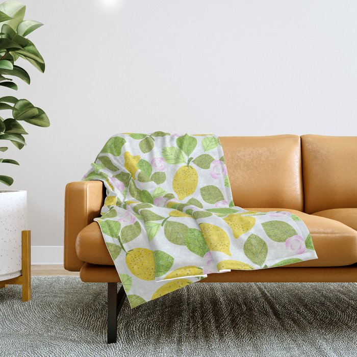 Lemons in Bloom Throw Blanket Gallery Image 1