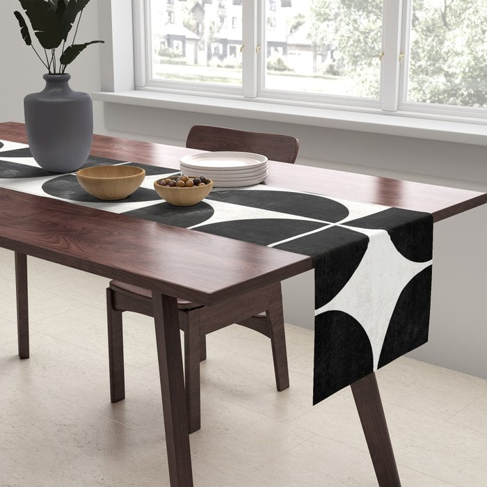 Mid-Century Modern Pattern No.3 - Black and White Table Runner Gallery Image 2