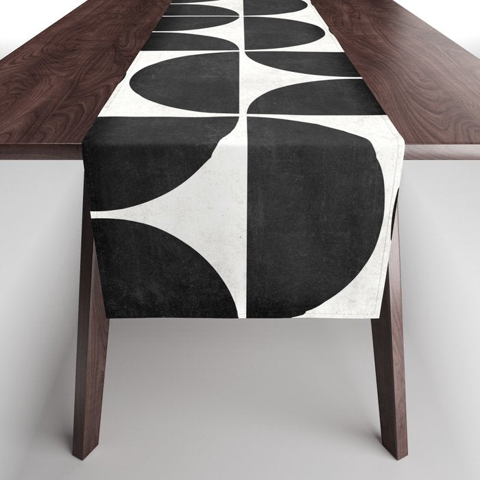 Mid-Century Modern Pattern No.3 - Black and White Table Runner Gallery Image 1