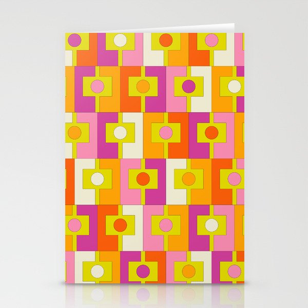 Colorful Retro Geometric Rektangel Pattern Pink Orange Yellow Stationery Card Gallery Image 2