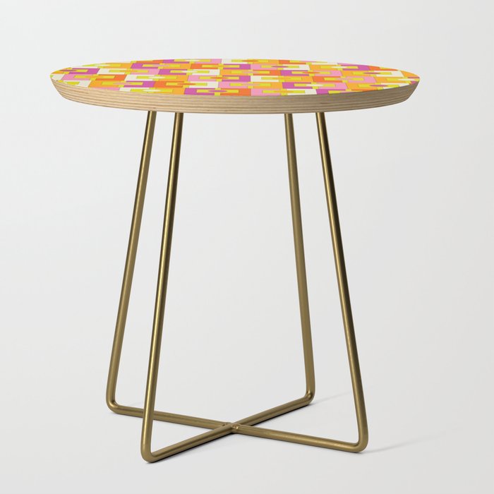 Colorful Retro Geometric Rektangel Pattern Pink Orange Yellow Side Table Gallery Image 1